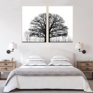 Schwarze und weiße Winterbäume Modernes Sofa Hintergrund Wand Dekorative Malerei