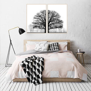 Schwarze und weiße Winterbäume Modernes Sofa Hintergrund Wand Dekorative Malerei
