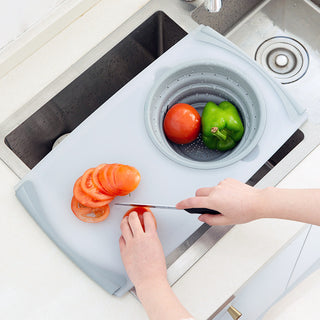 Innovatives Multifunktions-3-in-1-Schneidebrett Abnehmbares faltbares Abtropfkörbchen Spülbecken-Schneidebrett