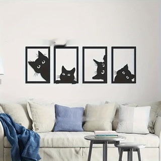 Metallene Wanddekoration mit schwarzer Katze