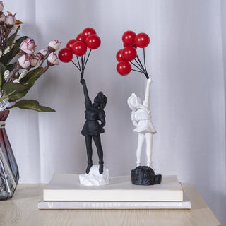 Mädchen mit Ballon Kunstskulptur Wohnzimmerdekoration Dekoration Harz