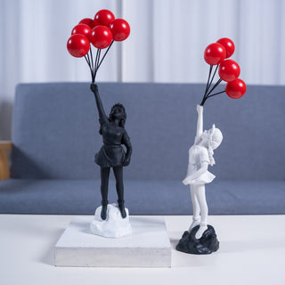 Mädchen mit Ballon Kunstskulptur Wohnzimmerdekoration Dekoration Harz