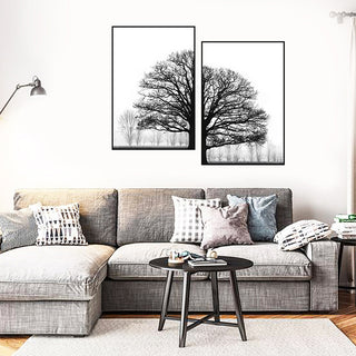 Schwarze und weiße Winterbäume Modernes Sofa Hintergrund Wand Dekorative Malerei